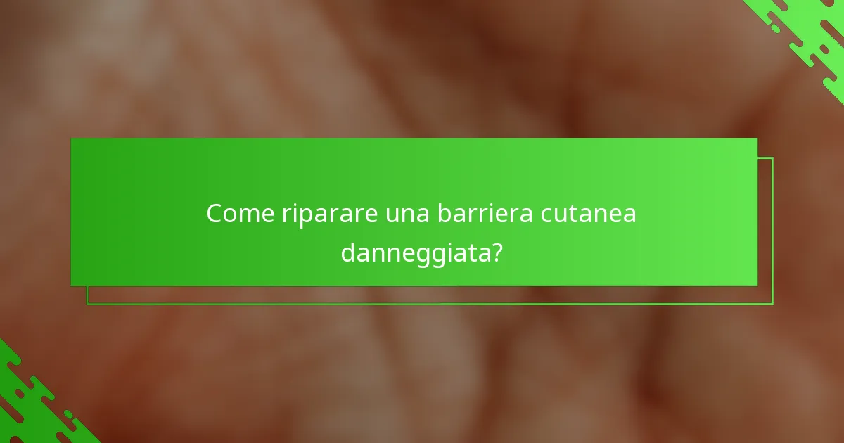 Come riparare una barriera cutanea danneggiata?